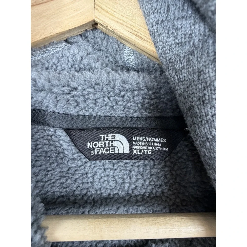 The North Face Full Zip Hooded Fleece Jacket Gray Heather Sherpa Lined Men's XL